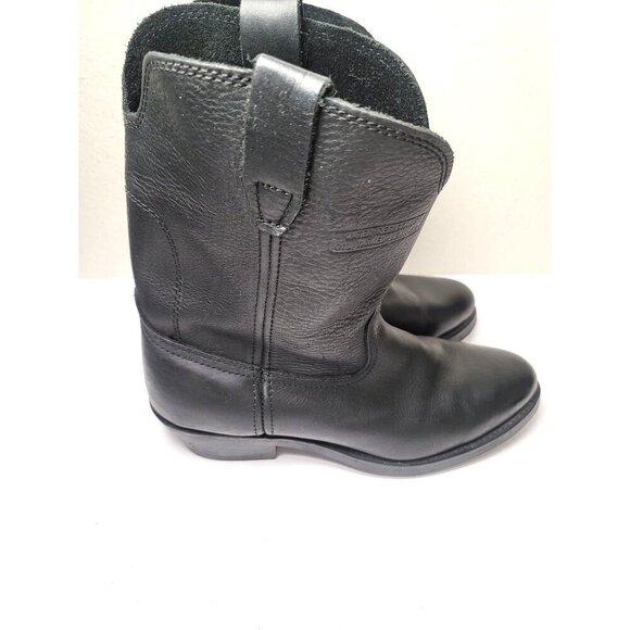 Vintage Black Soft Leather Flame  AND Oil Resistant Engineer Wester Boots Size 1 - Picture 2 of 15